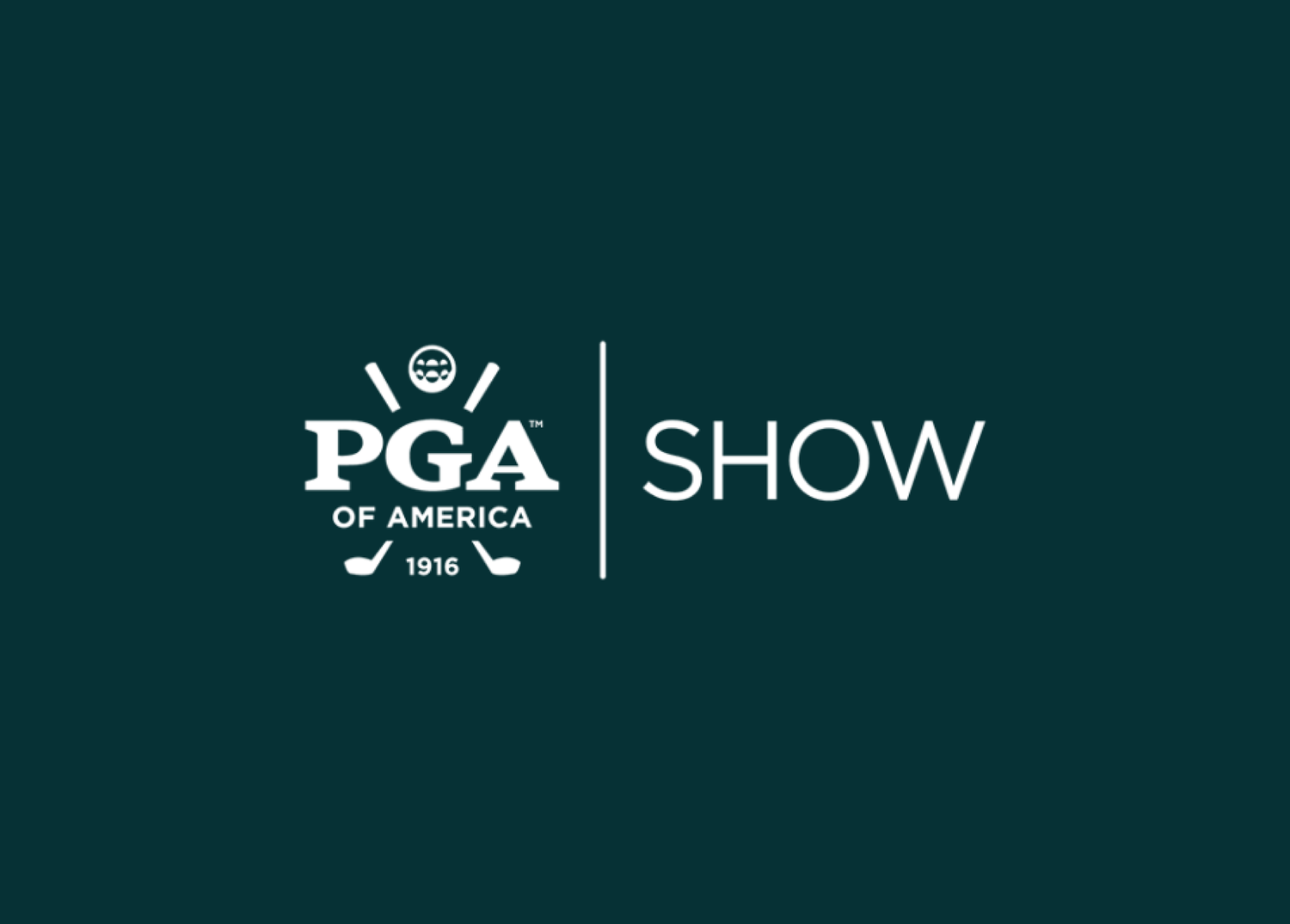 PGA Show logo- white on dark green